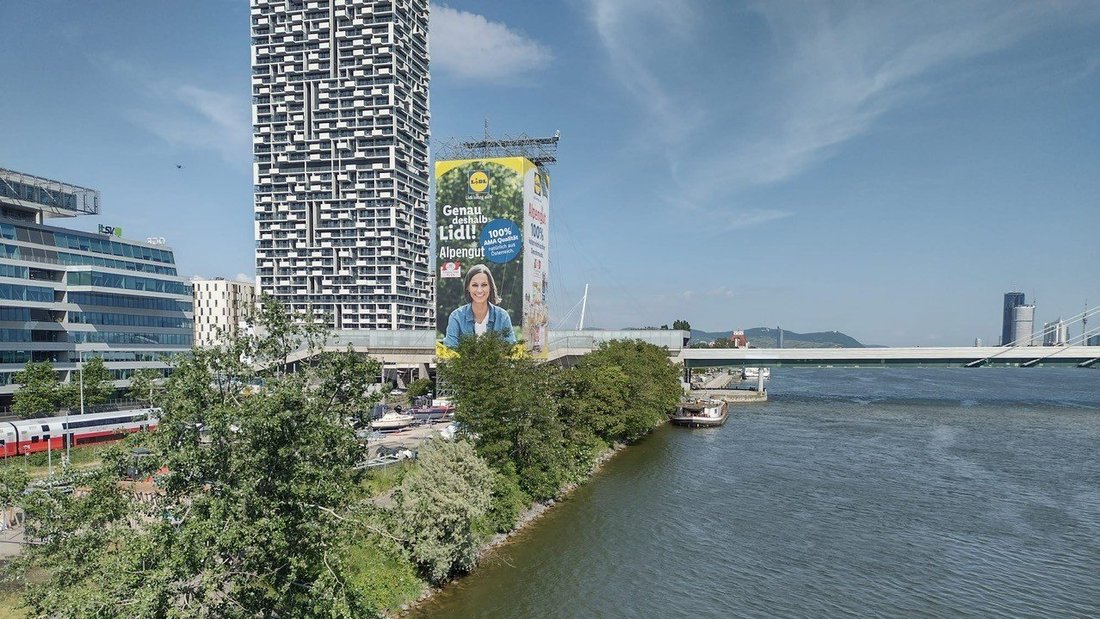 Danube in Vienna with high Builing
